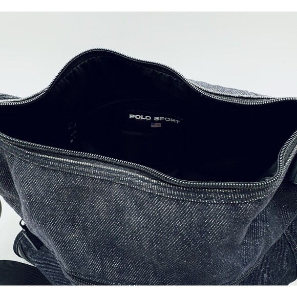 Vintage Polo Sport Ralph Lauren Denim Shoulder Crossbody Bag Adjustable Strap - Picture 10 of 14